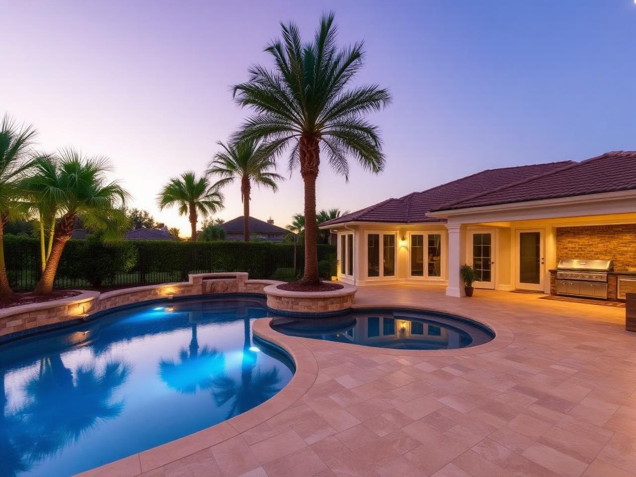 Custom backyard and pool built by PIER C CONSTRUCTION
